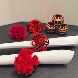 Napkin rings red set of 7 Christmas Festive Holiday